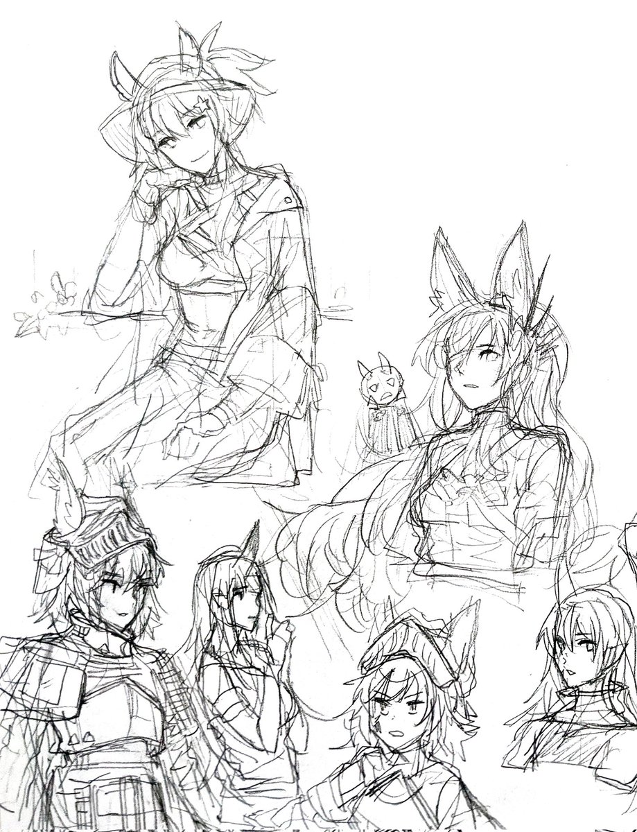 Arknights doodles while thinking of story ideas 😌 