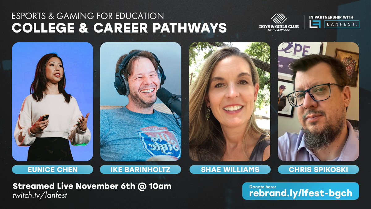 LANFestTampa's tweet photo. There is more than 1 way to get there!

Learn about different College &amp; Career Pathways in esports. 
Saturday Nov. 6 10m-3pm.

Watch>> https://t.co/HWvLdmbtOc 

@bgchkids #LANFest @ikebarinholtz @eunicechen @COPEgg https://t.co/gjebKPxwCx