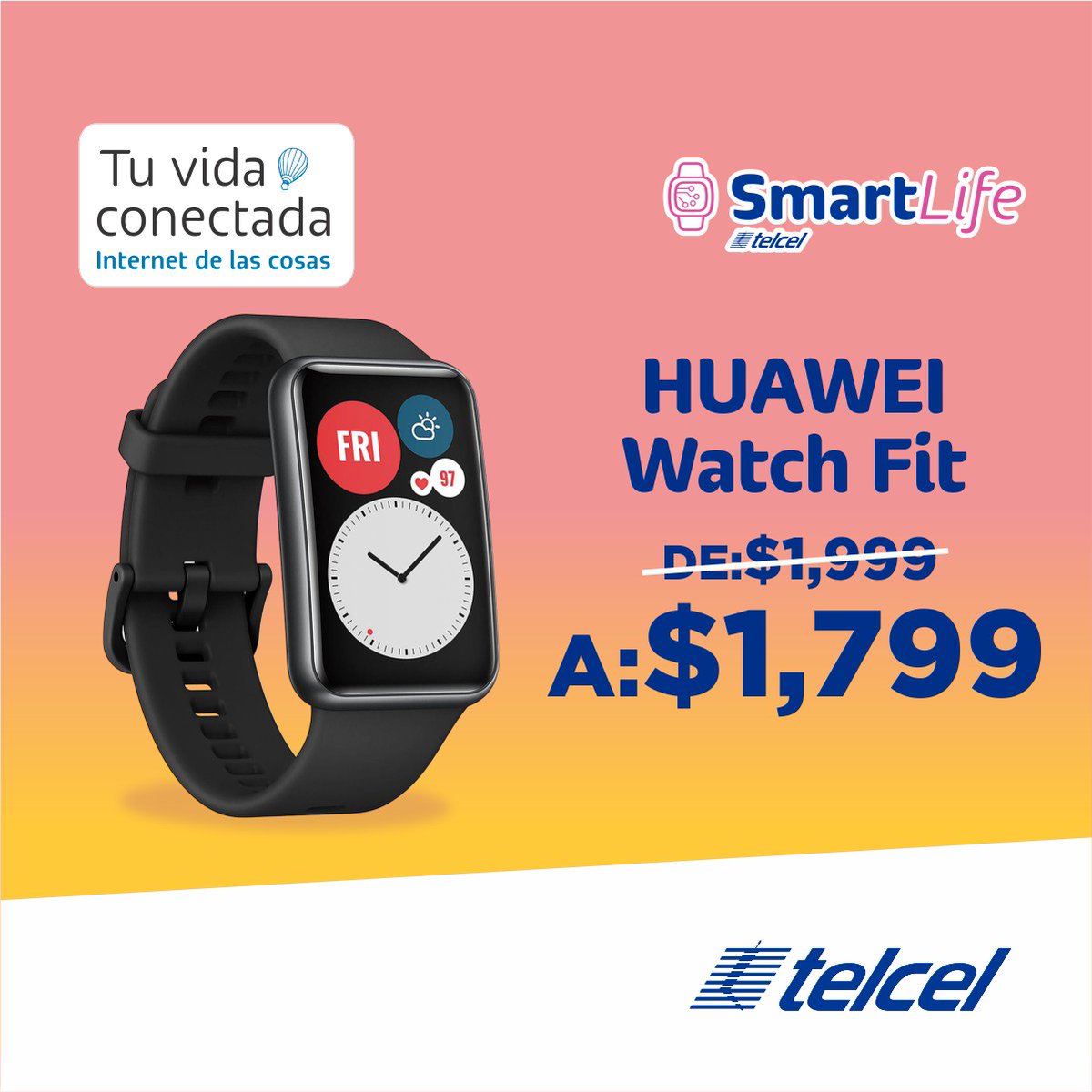 telcelregion7's tweet photo. 😍Ven a Telcel por tu mejor accesorio😍 Llévate tu #HUAWEI watch Fit a solo $1,799 ⏱ ⚡APROVECHA esta promoción ⚡ ¡Te esperamos! https://t.co/ETiCCy9WKV
