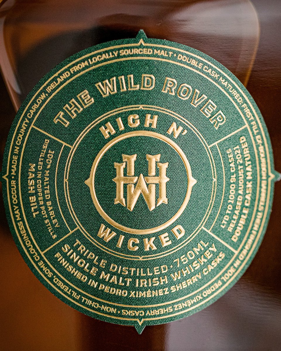 High N' Wicked's "The Wild Rover" - Singular Limited Release No. 2

Triple Distilled Single Malt Irish Whiskey Finished in Pedro Ximénez Sherry Casks.
⁠
No Additives. Non-Chill Filtered.⁠
⁠
Visit our Instagram for additional details!