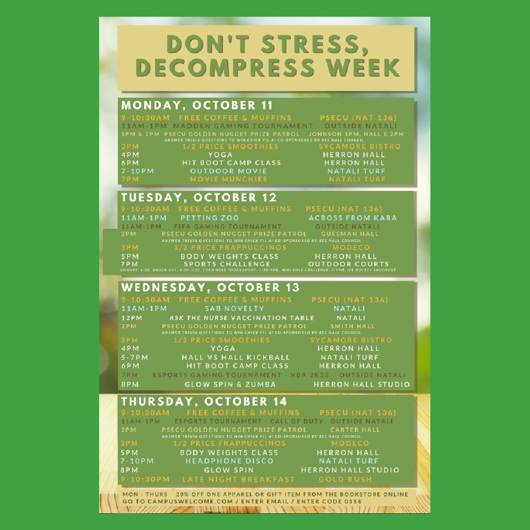Check out some of these great events going on all week long around campus!!