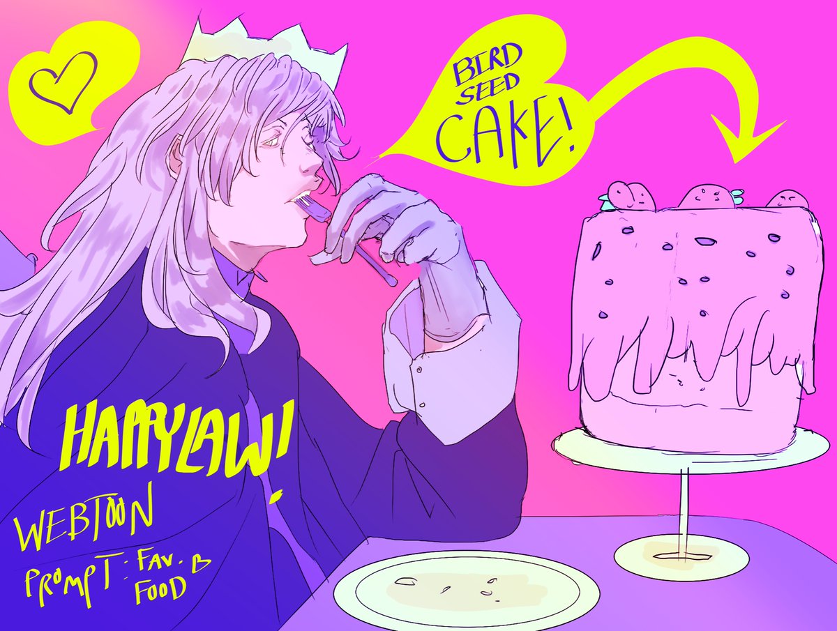 HAPPYLAWCOMIC's tweet photo. Happy food day. August likes birdseed anything, especially cake. He’s also very fond of crumbs. Did I mention, he’s half pigeon..?

That might explain some things.
Read HAPPYLAW on Canvas! 

https://t.co/qFxNaQUpRU

#Canvas_OC_Tober 
@webtooncanvas
 #drawwithcanvas https://t.co/9OZlOz4DhB
