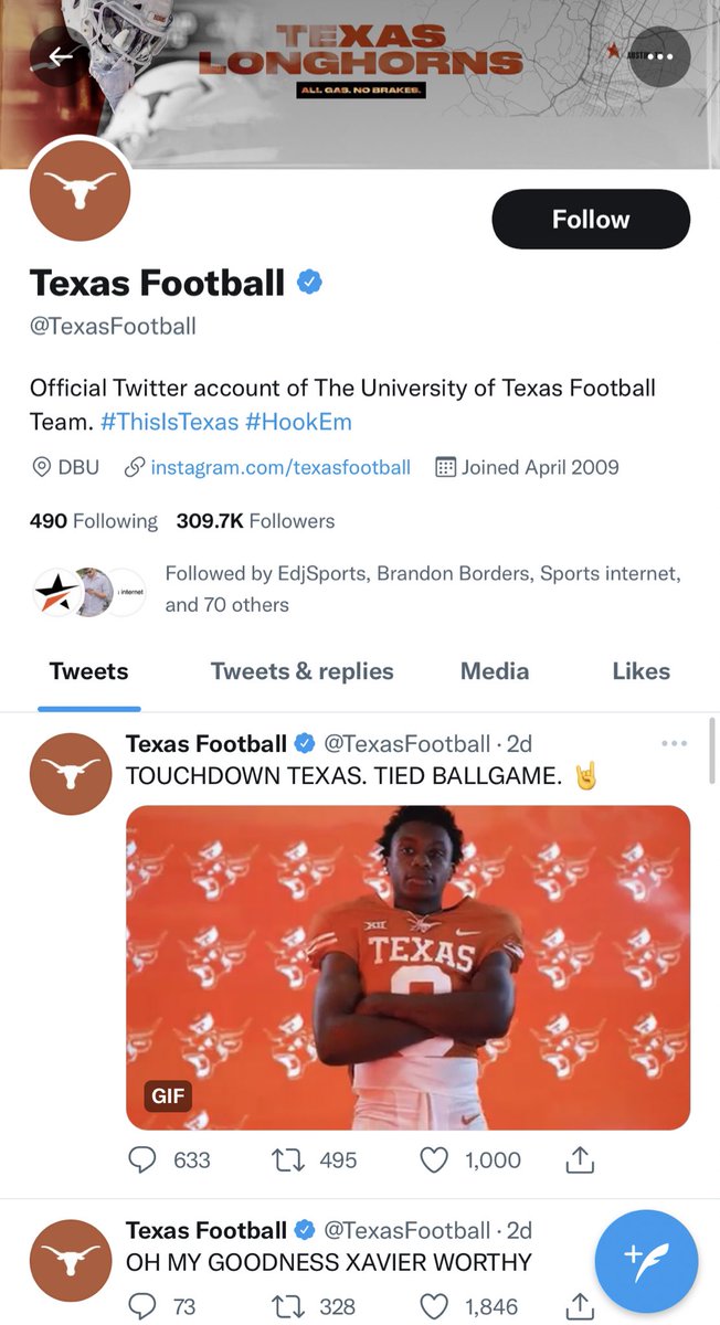 BarstoolBigCat's tweet photo. Texas Football not having a single tweet in over 2 days now since tying up the game Saturday afternoon is incredible. I hope their next tweet is kickoff of the next game https://t.co/tAgNKQv37S