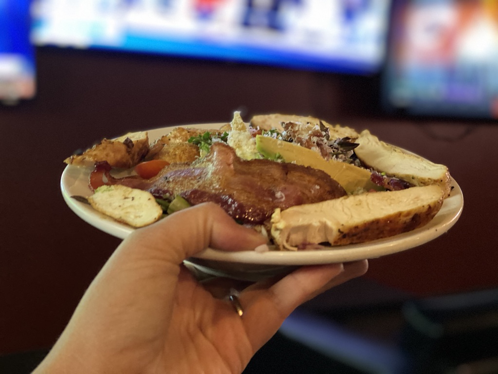 TheHideawayBend's tweet photo. A salad for #MondayNightFootball  is only acceptable if that salad comes with bacon, fried blue cheese, avocado, chicken and a 16 ounce beer. 🥗🥓🍺 #eatlikeafan https://t.co/jRcBoHw3zz