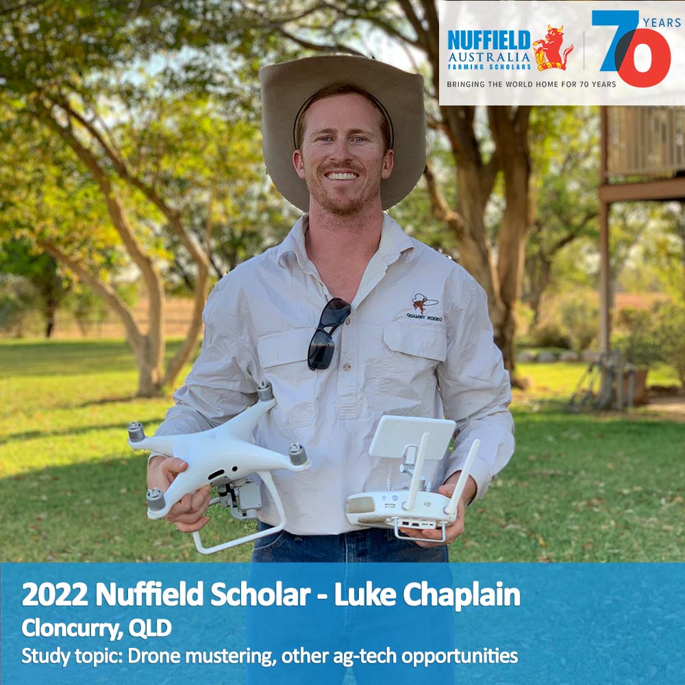 nuffieldaust's tweet photo. Queenslander @Luke_Chaplain is a 2022 #NuffieldAg Scholar. Supported by @investPSP, Luke will explore commercial models for #dronemustering &amp; other #agtech opportunities. @AgForceQLD @redmeatcouncil @meatlivestock
https://t.co/F8qPnAdFIE https://t.co/J36wYOzbMK