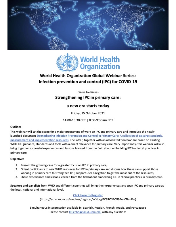 HandwashingSoap's tweet photo. DYK #handhygiene is a critical component of infection and prevention control? This #GlobalHandwashingDay, join @WHO for a global webinar on #IPC in primary care. Session will be held on October 15 from 12 - 1:30 PM UTC. Register for the webinar here: https://t.co/lSBnPY7xbA https://t.co/TAkMMIZXjh