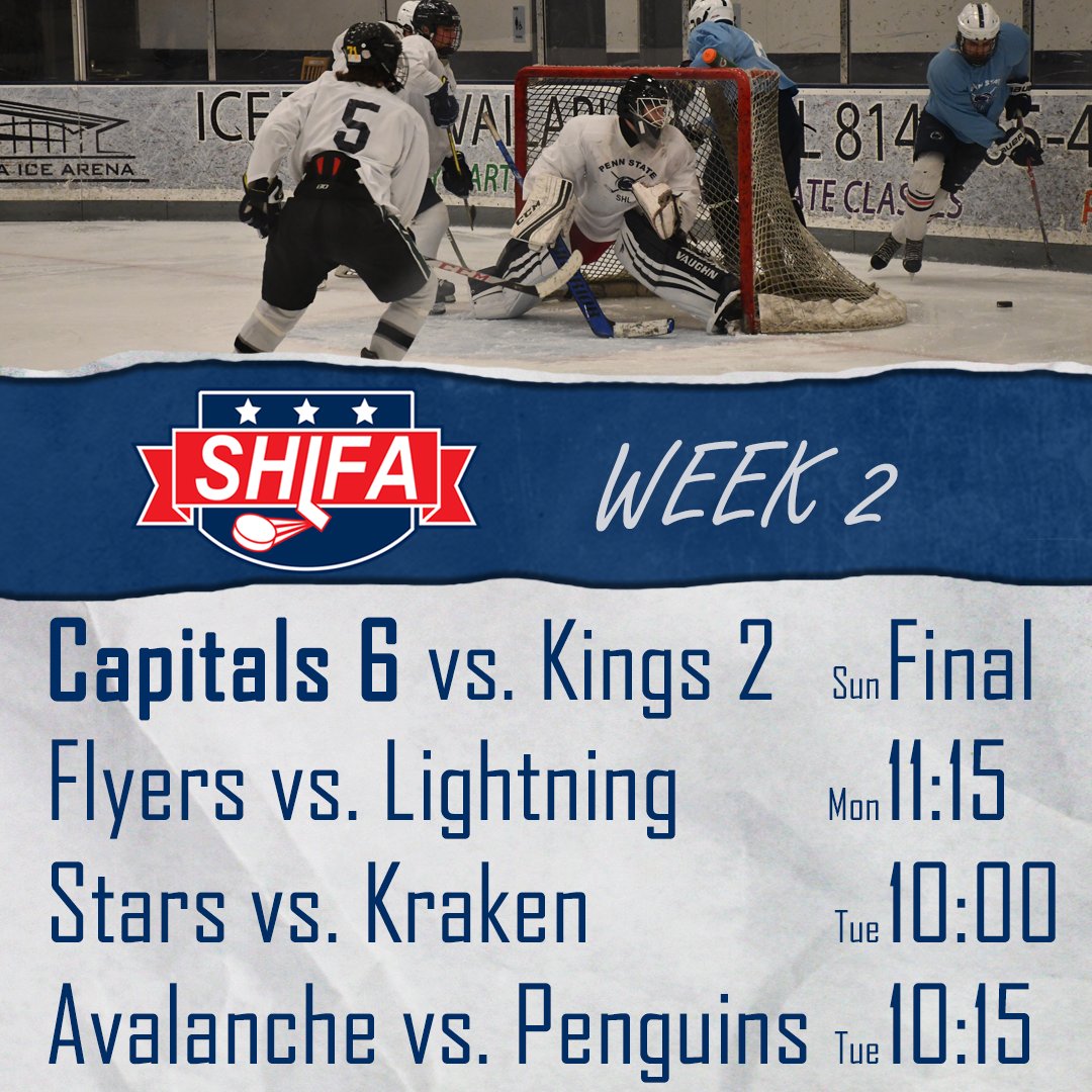 SHLFA_PSU's tweet photo. Take a break from studying and check out this week's SHL action!

#weare #SHLFA #pennstate #hockeyvalley #midterms #college #PegulaAfterDark https://t.co/pQV2zVBowx