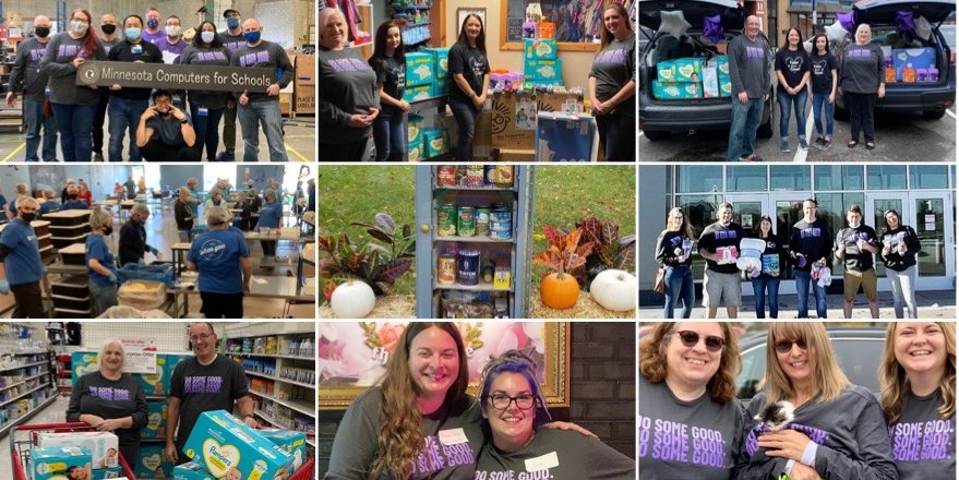 Affinity_Plus's tweet photo. It was a great day! The 9th #PlusItForward Day was full of doing good and having fun. Affinity Plus employees spread kindness in communities across Minnesota by cleaning up parks, visiting an animal rescue, packing food, donating items to displaced youth and more! #CUForwardDay https://t.co/UzUwdhQnY6
