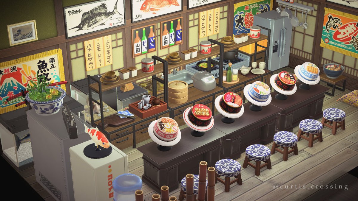 CurtisCrossing's tweet photo. Finally got a chance to build the izakaya that I’ve been wanting to for so long. I love it 🍣 #acnh #acnhinspo #animalcrossing #acnhdesigns #AnimalCrossingDesigns https://t.co/7XxGU5s05S