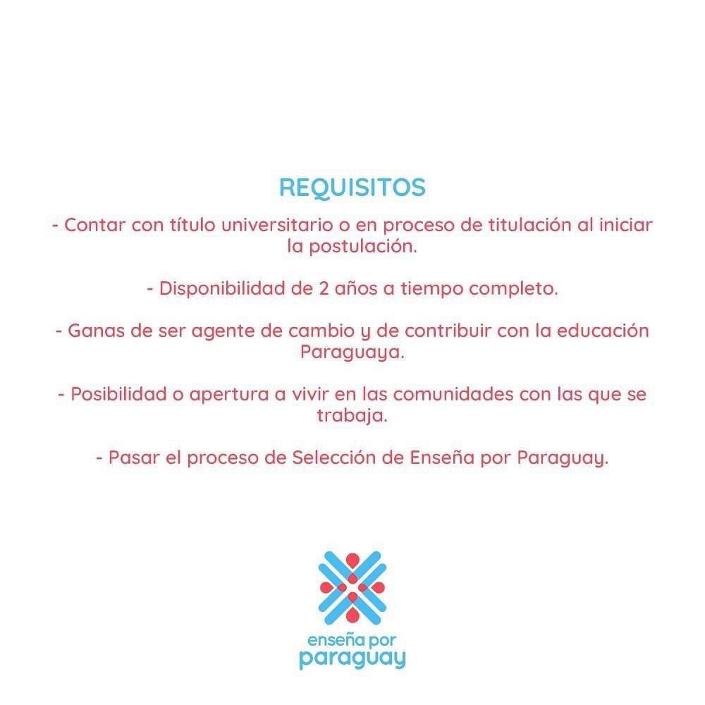 EnsenaxParaguay's tweet photo. ¡Vos podes ser una pieza importante para construir un país más equitativo a través de la educación!
Postulá y forma parte de esta comunidad.
#SomosComunidad
✔️Si cumplis con los requisitos y te interesa lo que ofrecemos no dudes en postular ya! Link https://t.co/aJMfKZQReh https://t.co/iF8B9GYuvG