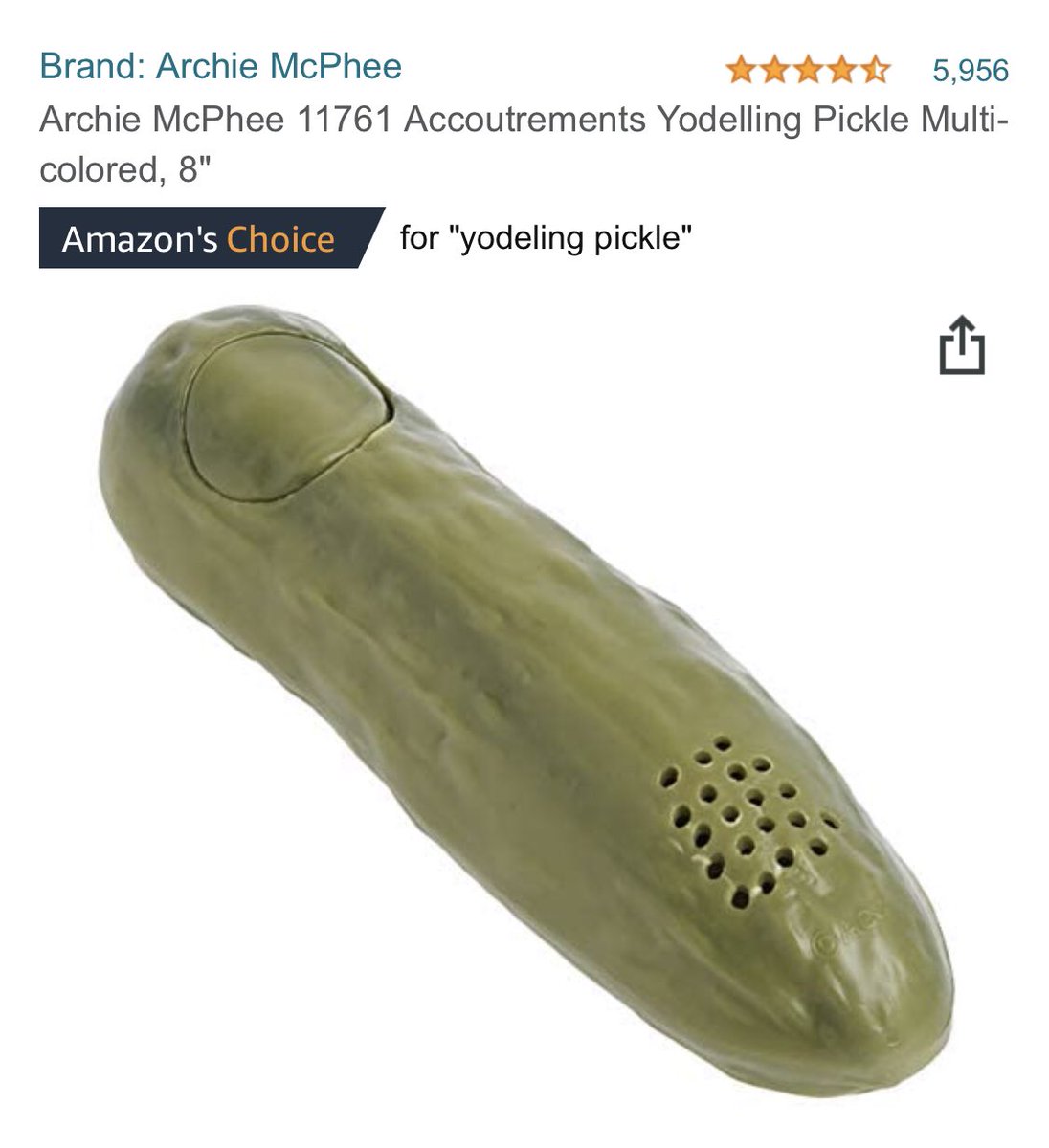 switchenvelope's tweet photo. Podcasters work hard to produce shows on a regular basis in hopes that strangers will enjoy them enough to leave a review so that other strangers will trust that the show is worth the listen. And then there is a plastic pickle that yodels on Amazon with nearly 6,000 reviews. https://t.co/4fxIHnT9NC