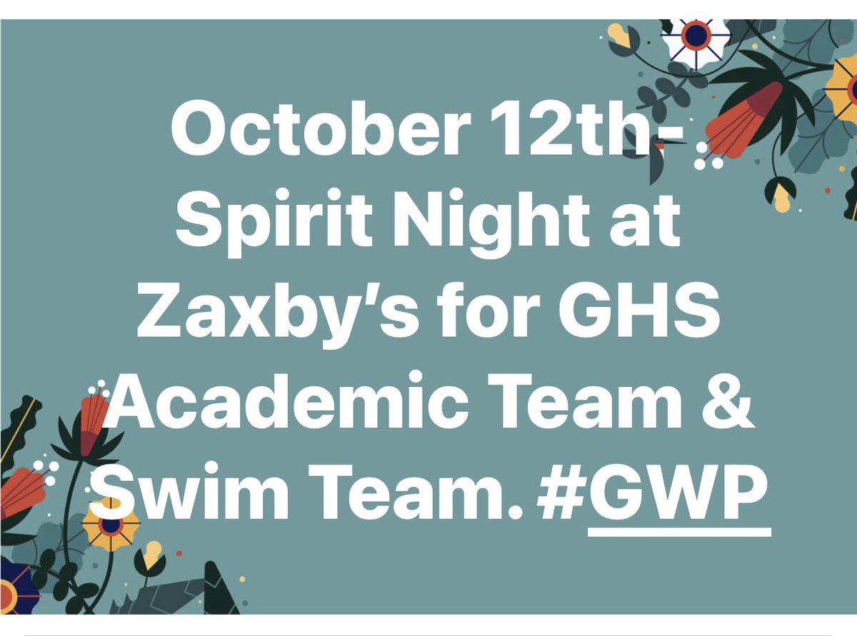 GHSGreenWave's tweet image. Join these two teams for Spirit Night tomorrow evening at Zaxby’s.