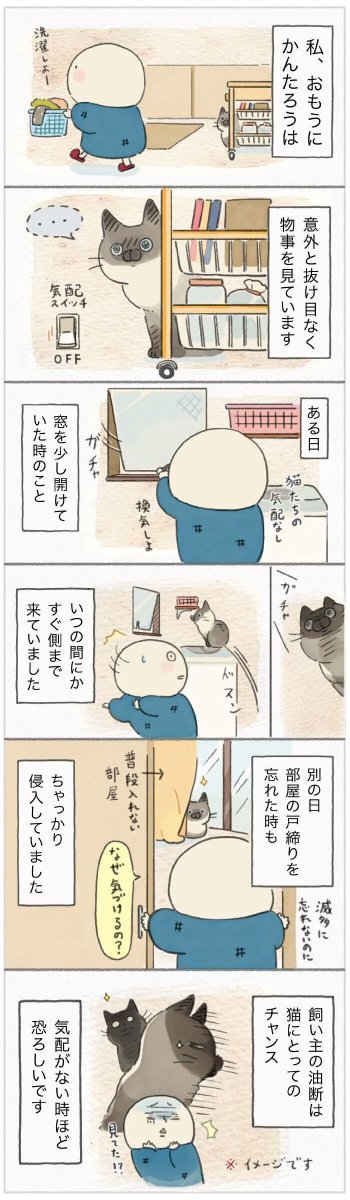 いつもの足音はどこへやら。飼い主の油断を狙っている猫【連載】ねこ連れ草 196話め|ねこのきもちWEB MAGAZINE https://t.co/UfIoIcPdU4 