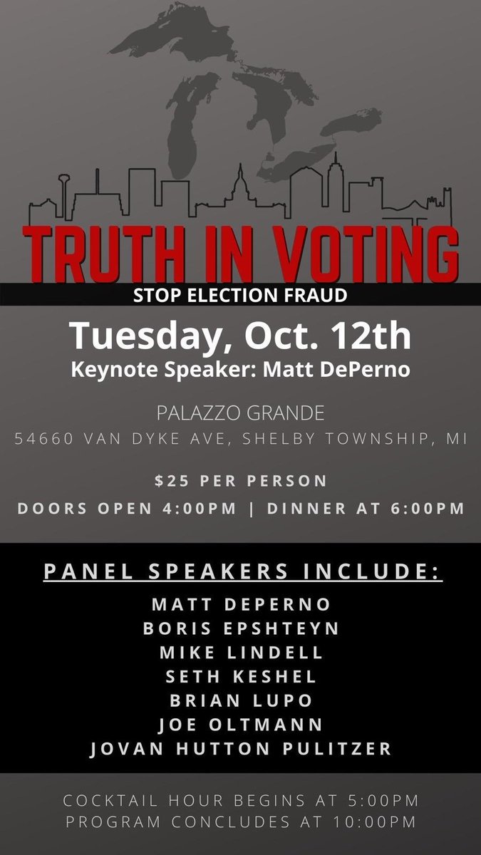 mdeperno's tweet image. Join me and some friends tomorrow, Tuesday, Oct 12. 

#TruthInVoting #ElectionIntegrity 

More info at bit.ly/3vabftV 

or register to join us virtually at bit.ly/2YDuX5F for the live stream!