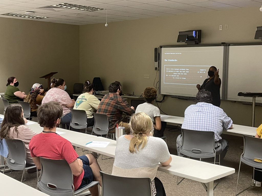 KevinBalius's tweet photo. Thank you to @MsSassy_Teacher for making a guest appearance. She brought it, teaching how to create immersive learning experiences for students as we investigated a crime scene to meet standards! #WeSlayELA @USACEPS @drsusanferguson https://t.co/E4bQVLBFOP