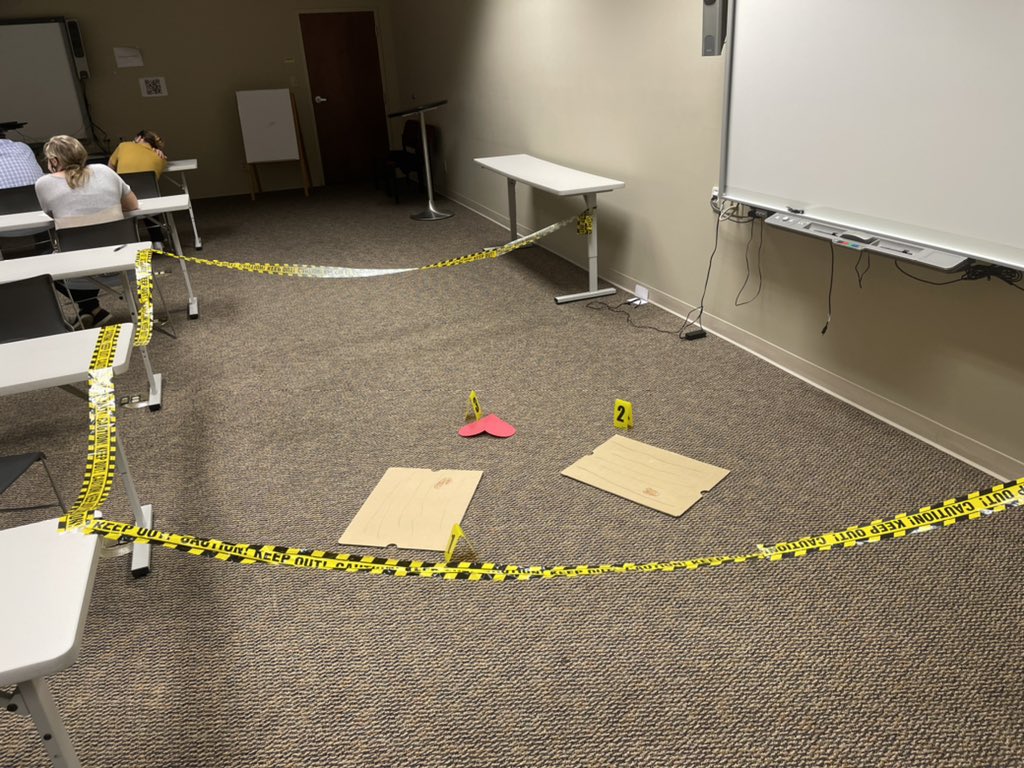 KevinBalius's tweet photo. Thank you to @MsSassy_Teacher for making a guest appearance. She brought it, teaching how to create immersive learning experiences for students as we investigated a crime scene to meet standards! #WeSlayELA @USACEPS @drsusanferguson https://t.co/E4bQVLBFOP