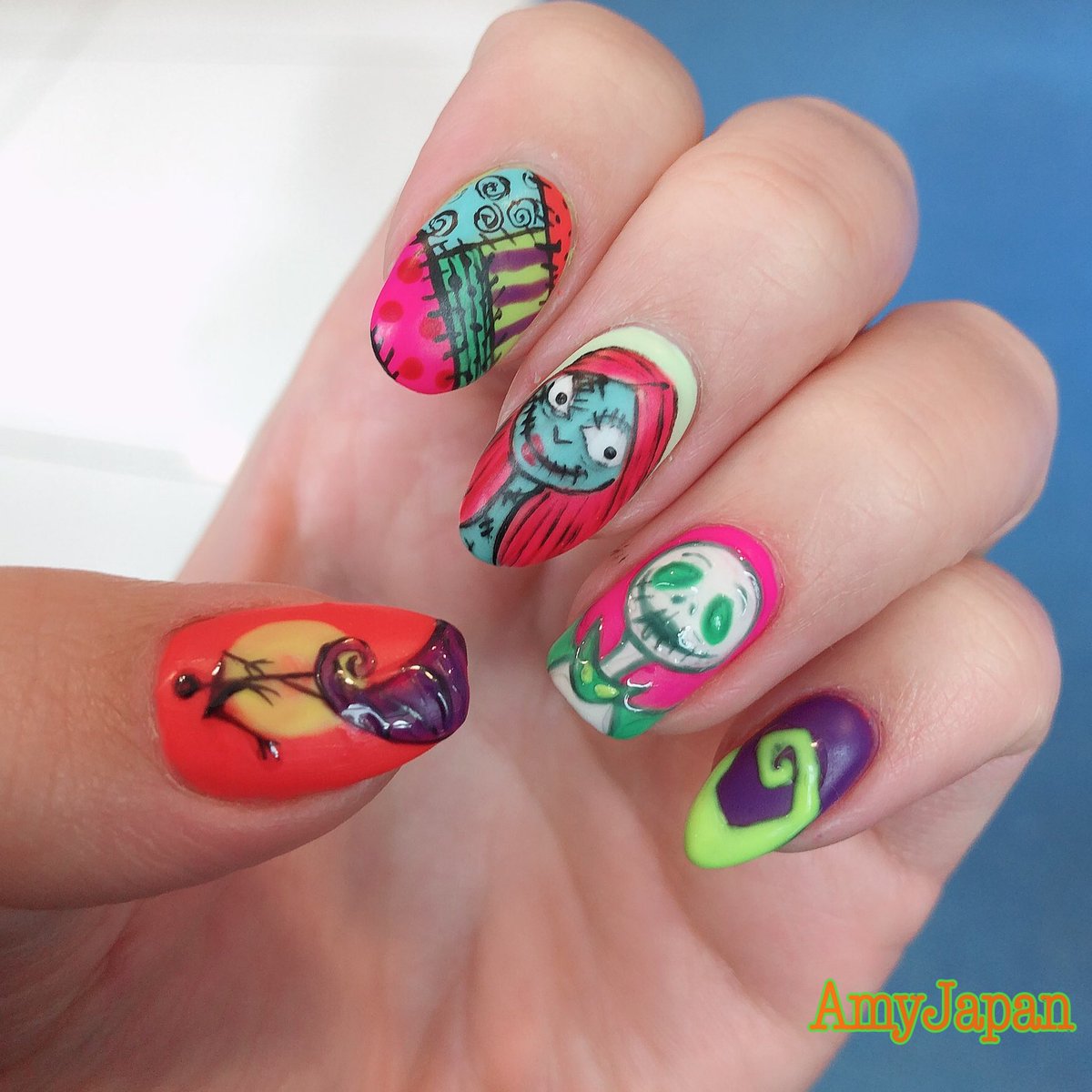 AusAyumi's tweet photo. Happy Halloween 🎃
#helloweennails #helloween #nigthmarebeforechristmas #DisneyPlus #AmysJapannail https://t.co/7oouRCq6mz