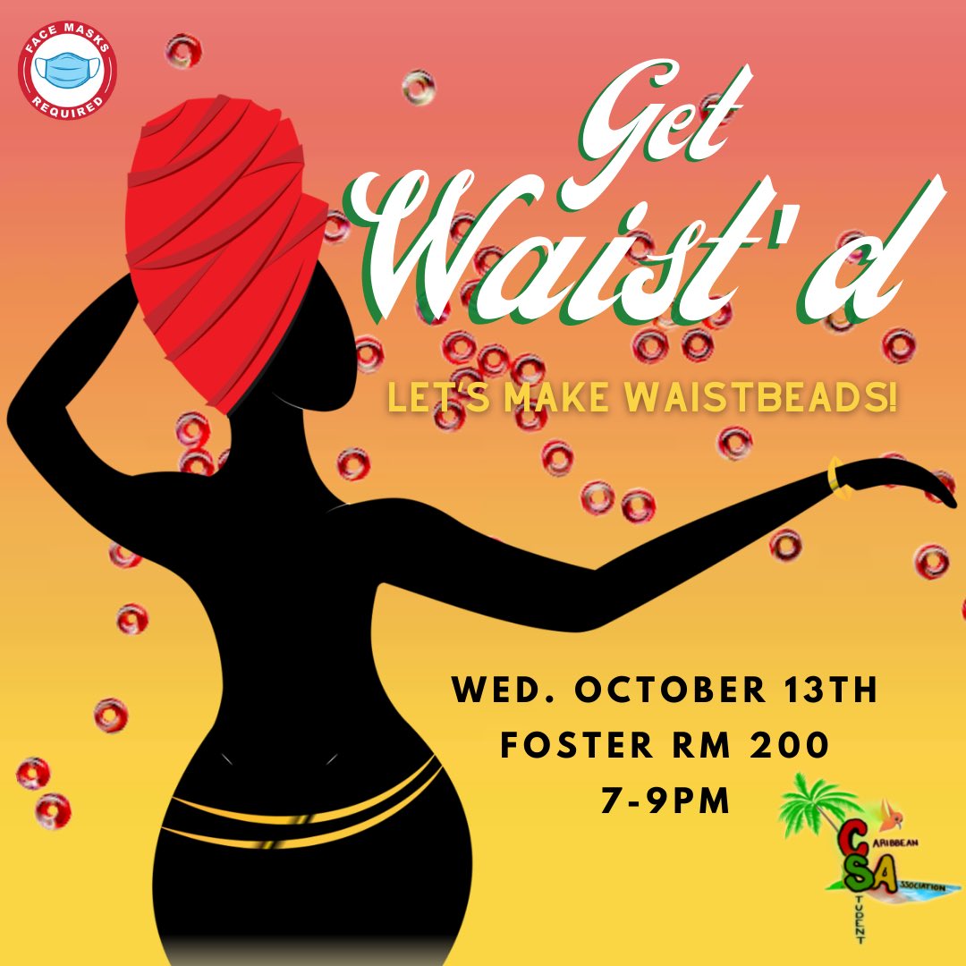 vsucsa2011's tweet photo. Join CSA in Foster 200 on Wednesday, October 13th for a night full of creativity and vibes as we create waist beads. You are welcomed to make anklets, bracelets, necklaces and etc. Can’t wait to see you there !! ❤️💚💛🖤 https://t.co/0R4pauhai9