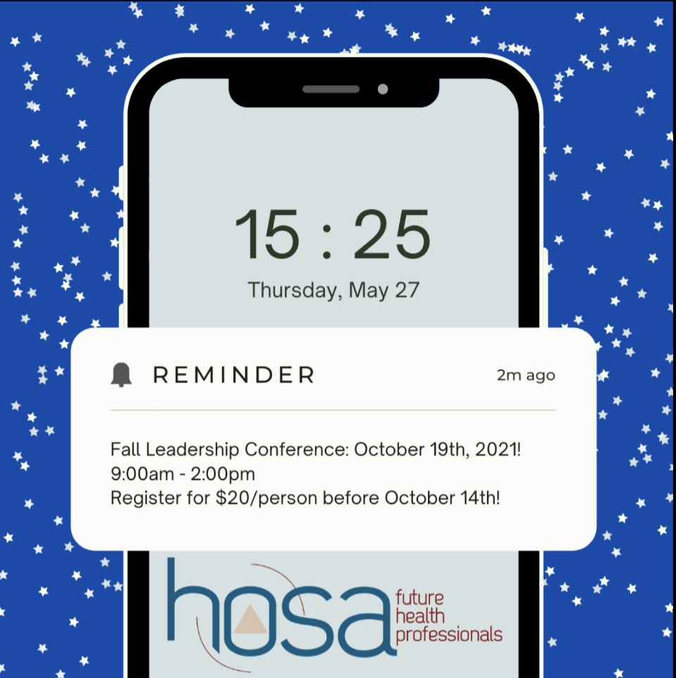 The Fall Leadership Conference is in 8 days! Please register if you are interested in attending. Registration is $20 a person and it closes October 14th. There will be fun activities and sessions and you’ll get to meet other Delaware CTSOs like TSA and BPA! Hope to see you there!