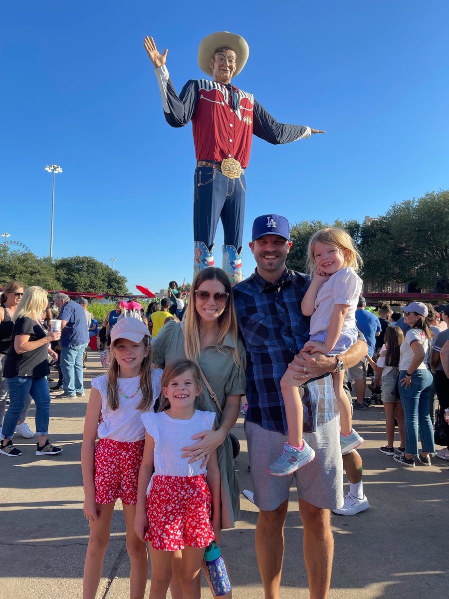 The Goebel family with #bigtex at the #texasstatefair