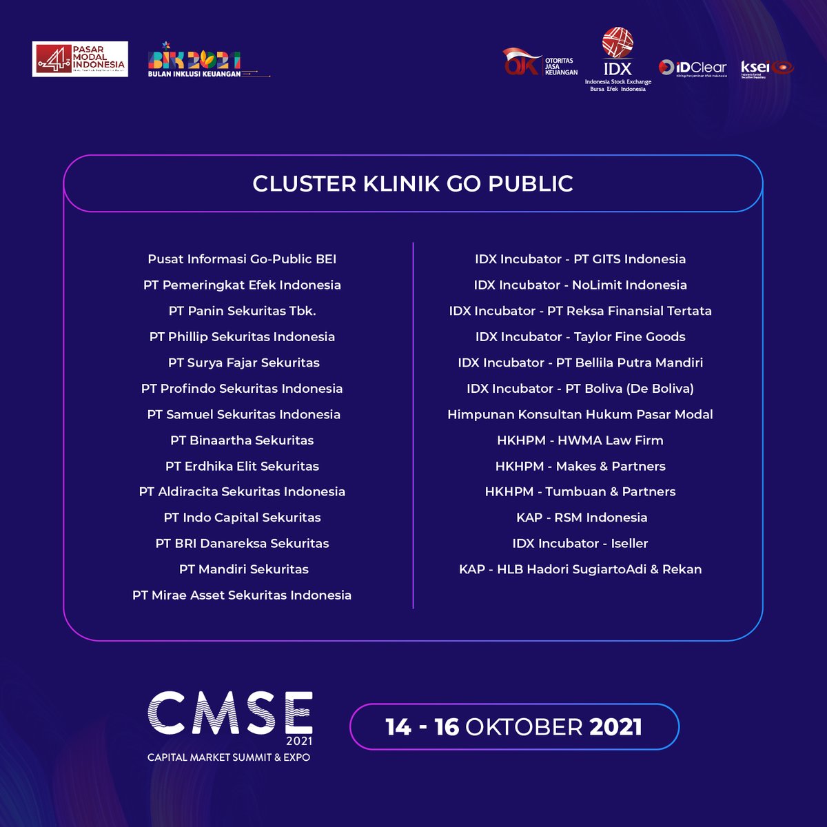 PEFINDO's tweet photo. Kunjungi Virtual Booth PEFINDO pada menu EXPO CMSE 2021 di cluster Klinik Go Public

14-16 Oktober 2021
hanya di https://t.co/bKnFSqt643 

#TemanInvestasi #CMSE2021 https://t.co/yeSapBgbDR
