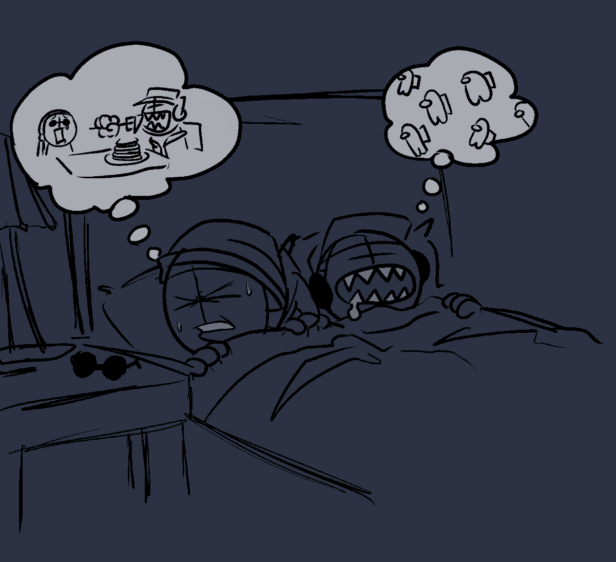 Ech0mo's tweet photo. sanford has a nightmare about deimos eating his pancakes #madnesscombat https://t.co/0sjm2FCVc5