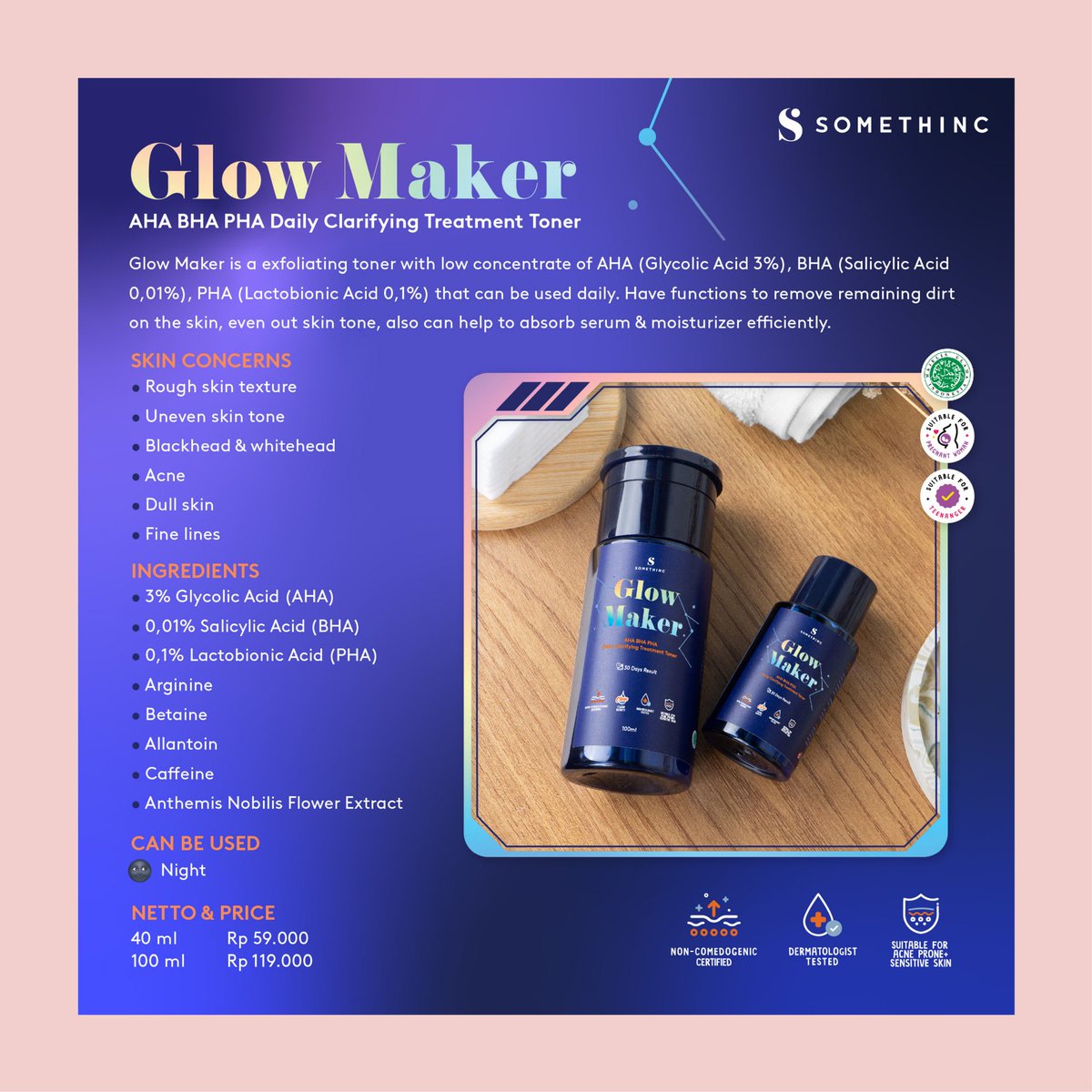 byuties_id's tweet photo. Toner eksfoliasi harian dengan % AHA, BHA, PHA yang rendah sehingga cocok untuk pemula atau kulit sensitif. Bermanfaat untuk mengatasi pori-pori tersumbat, mengangkat sisa kotoran &amp; sel kulit mati, meratakan warna &amp; tekstur kulit, membersihkan jerawat &amp; komedo🥰 https://t.co/wK9xyjcSTt