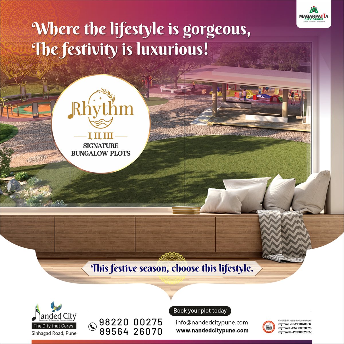 NandedCity_Pune's tweet photo. The beauty of luxury smiles when beautiful families plan their happiness here. Come, visit Rhythm Signature Bungalow Plots in Nanded City, Pune and experience luxury in its truest form.
#TheCityThatCares #NandedCityPune #MagarpattaCityGroup #bungalowplot #FestiveSeason #Pune https://t.co/oNM1lAuoD5