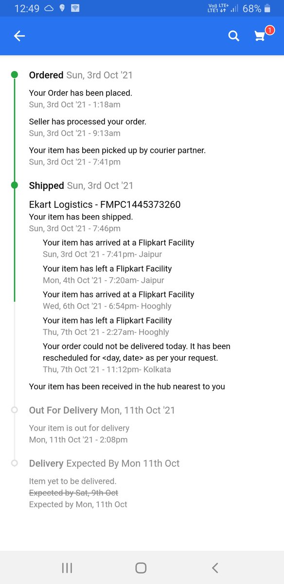 Saritbanerjee8's tweet photo. @Flipkart This type of service you are provided. Today is 12th but no update from your site. https://t.co/za4sMoPTIK