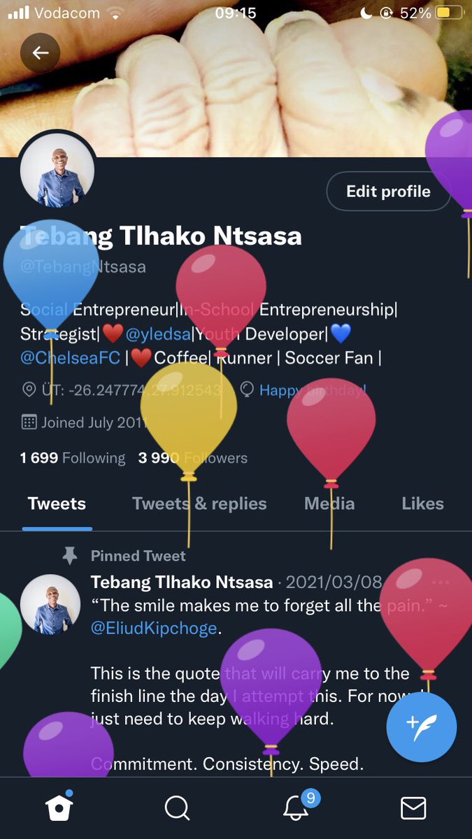 TebangNtsasa's tweet photo. Life | βIn order to write about life first you must live it.β~ Ernest Hemingway.
First birthday run as a father to the most beautiful girl I know. The girl who has to keys to my Heart Rata data and cadence. Grateful ππΎπ€ππΎ
Commitment. Consistency. Speed.
#RunBetter #Chasing245 https://t.co/eZcaOwvJRJ