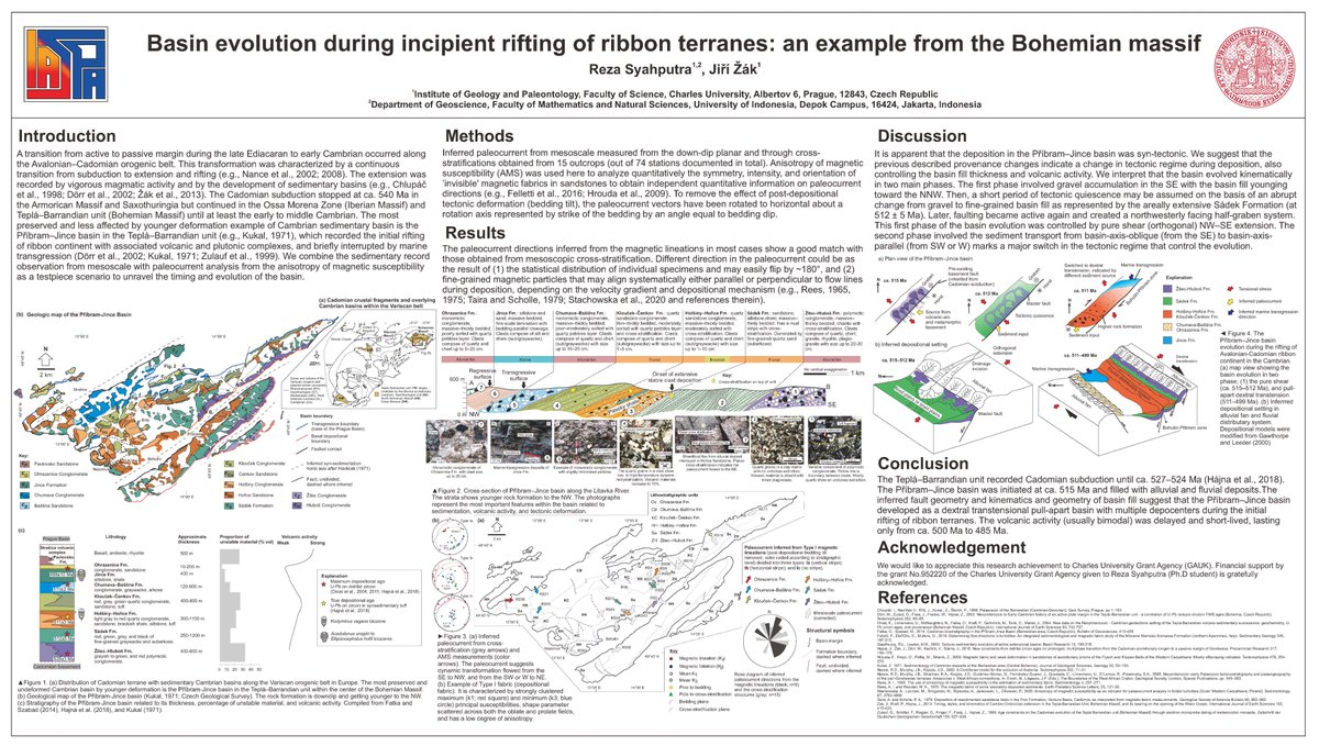 GeolPaleo's tweet photo. On the 35th @sedimentology Meeting in Prague held from 21-25 June 2021 (@IASPrague2021), our PhD student was awarded for an outstanding poster in the student category. Congratulations!!!
#sedimentology #rockmagnetism #BohemianMassif #Ediacaran #Cambrian #Avalonian #Cadomian https://t.co/FeMpPozVrt