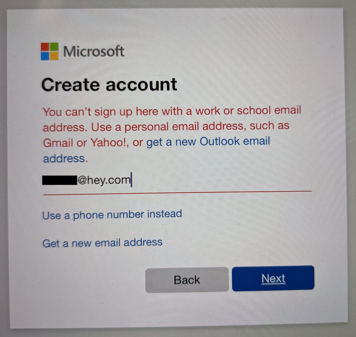 dhh's tweet photo. The monopolization of personal email providers is astounding. Microsoft thinks any new vendor – even one with many tens of thousands of paying customers! – can't possibly be legit. We need to get back to protocols, not platforms. https://t.co/AaD9Ggw1dk