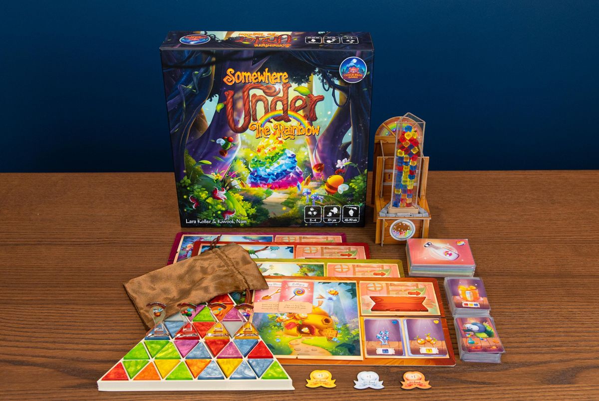 SHUXshow's tweet photo. Tickle Bear Games takes you down a rainbow path into a new world of color and fun with their first Kickstarter game, Somewhere Under The Rainbow – a game full of colorful strategic choices! 🌈 https://t.co/jz1YsdJ4tY