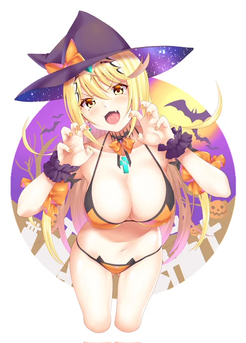 そう言えばそろそりハロウィーンですネ。
と言う事で去年の魔女コスヒカリちゃんを置いておくなどする。今年はホムラちゃん描きたいなぁ～ 