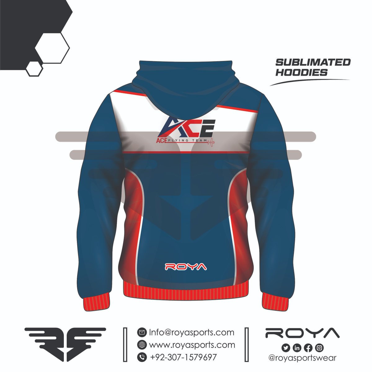 Roya Sports is home of bespoke apparels &amp; custom teamwear.
WA: +92 307 1579697 I   Email:  info@royasports.com I   visit: royasports.com   I   Facebook:  Roya Sports   I   Twitter:
@royasportswear

   I   Instagram: 
@royasportswear