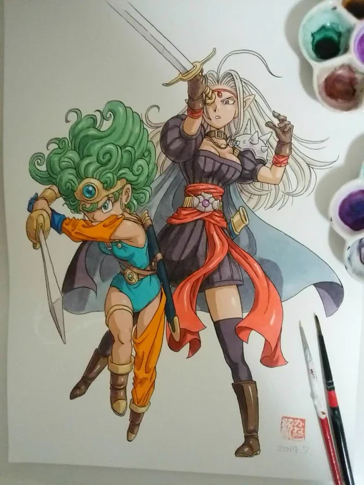むかし書いた絵。
DQ4主人公とクイーンピサロ。 