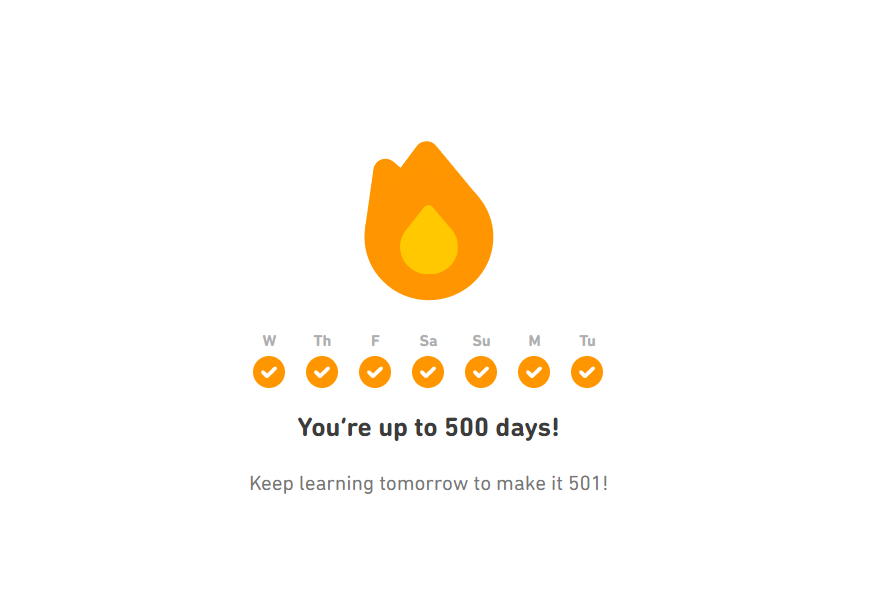 MareeMee2's tweet photo. Woohoo I have done a 500 day streak on #duolingo #Deutschlernen #learngerman #languageisbeautiful https://t.co/6SEEqo12AA