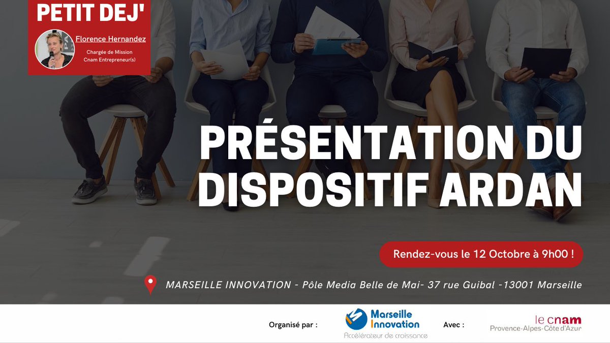 NBugnazet's tweet photo. ☕🥐En cours @marseilleinnov au pôle média présentation du dispositif @ArdanFrance d'aide au #recrutement par🎙️Florence Hernandez Chargée de Mission @LeCnam https://t.co/zNfquDm0aS