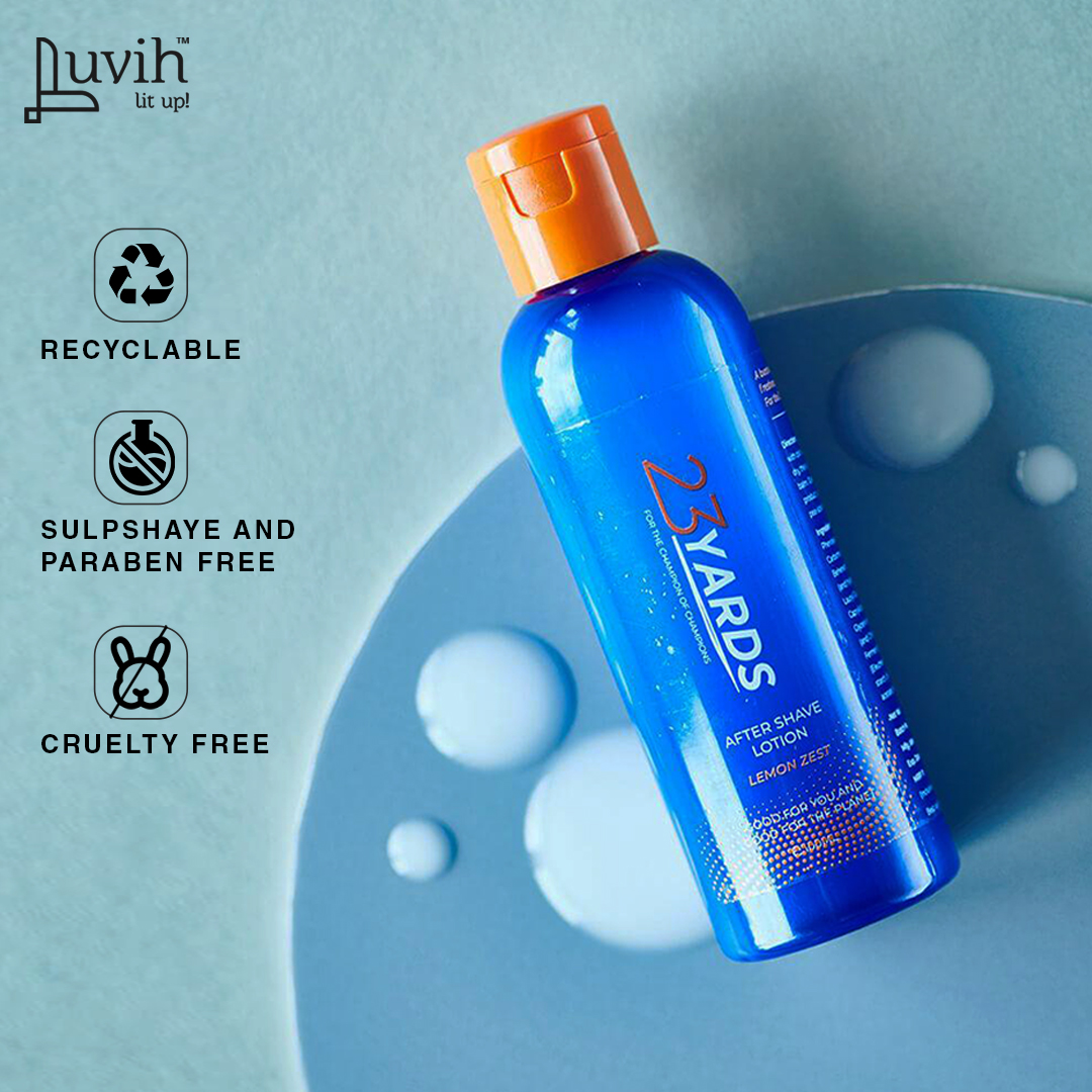 LuvihStore's tweet photo. Paraben-free, Sulpshaye-free, and cruelty-free for hassle-free skin. 

23 Yards After Shave Lotion has got everything you need post-shave in a recyclable bottle. 

Happy Shopping.
https://t.co/u2wwq8xZ89

#luvih #luvihapp #23yards #MensGrooming https://t.co/u5Qr8mM9pn
