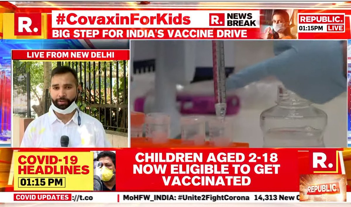 republic's tweet photo. #BREAKING | Government approves usage of Bharat Biotech's COVAXIN for children between the age of 2 to 18 years. 

Tune in to watch latest updates here - https://t.co/RZHKU3wOei https://t.co/PIkjwcDxwf