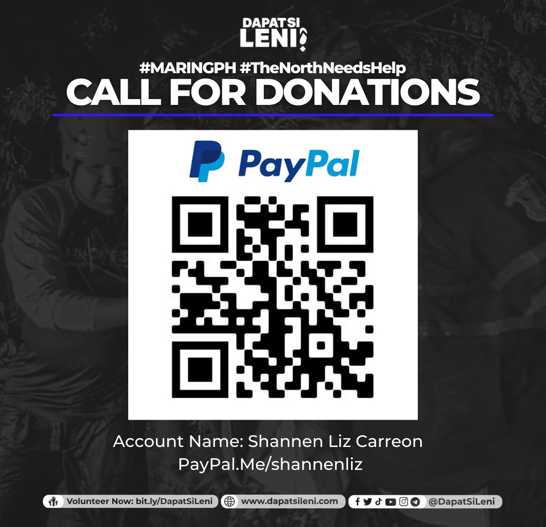 Kung may errors po sa PayPal QR, pls try this:

#MaringPH
#TheNorthNeedsHelp
#DonatePH
#RescuePH