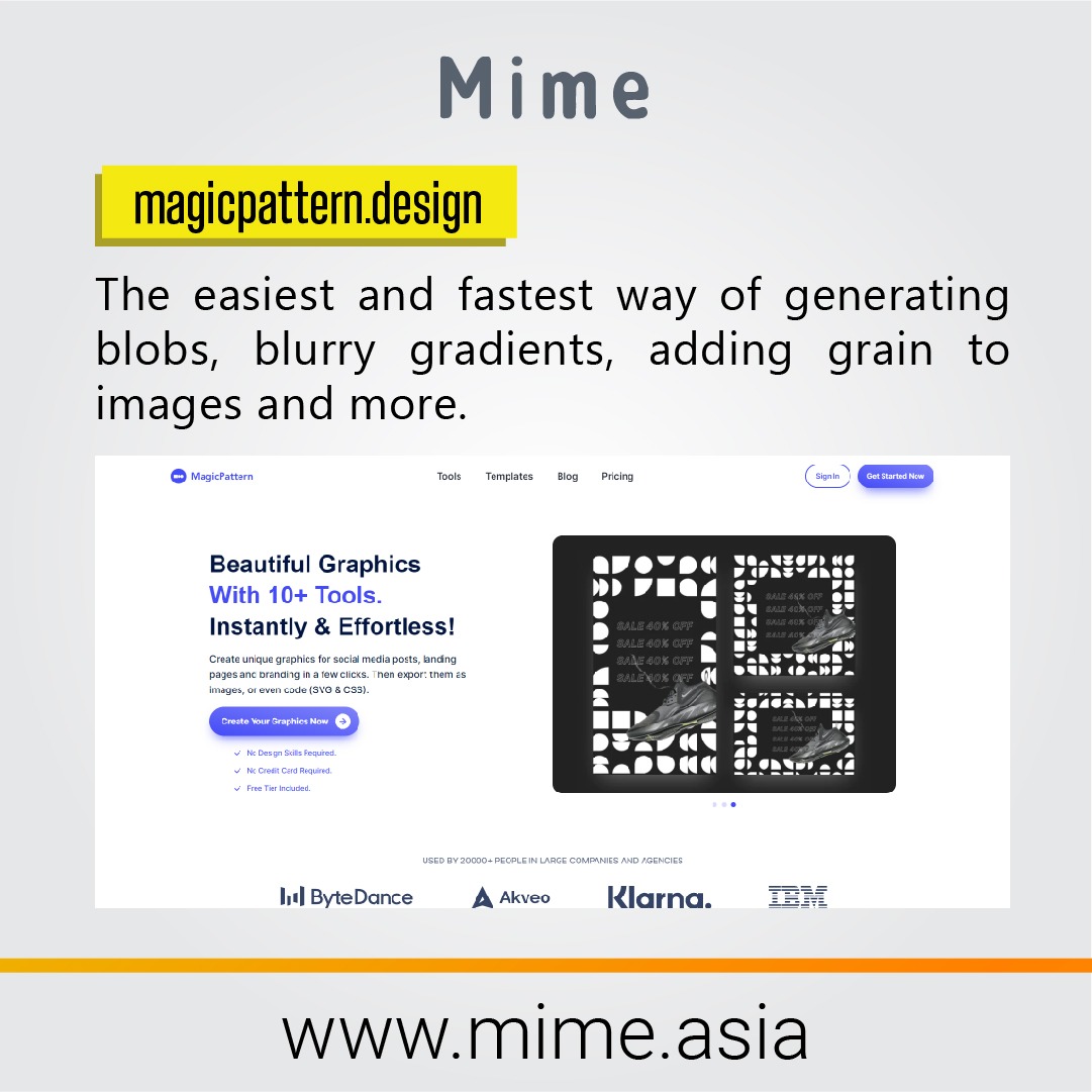 mimeasia's tweet photo. Creator tools you won't believe exist - Part 2.
Have your ever tried one of these tools? 
Share your experiences in the comment section. 

#mime #mimeasia #mimestories #mimeinfographic #Technology #creatortools #creator #tools #instatext #glideapps #magicpattern #infographic https://t.co/NhaUZQWMpH