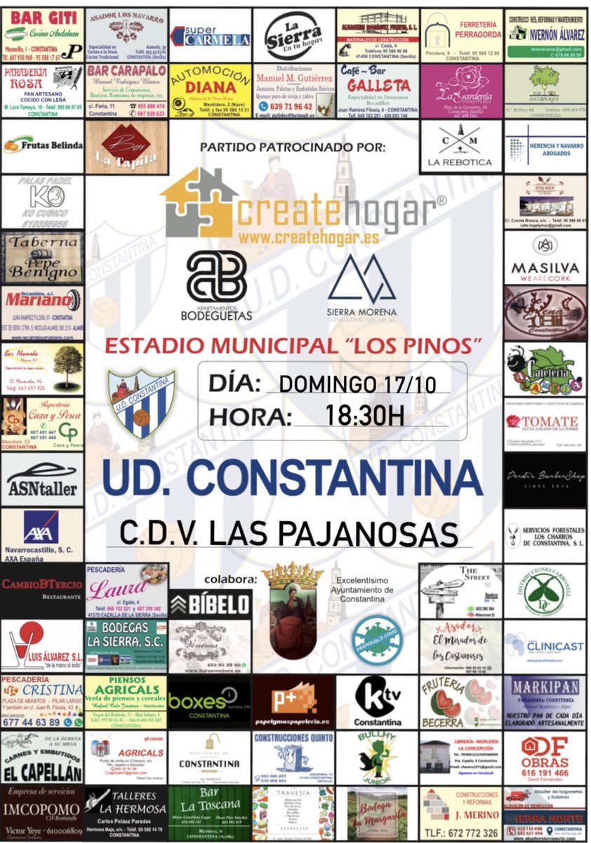 udconstantina23's tweet photo. ¡¡Match Week!! 

💙 🤍 JORNADA 4 🤍💙

 ⚽️ U.D. Constantina Vs C.D.V. Las Pajanosas

✈️  🏟 Municipal Los Pinos

🗓 Domingo 17 de Octubre 

⏰ 18:30h.

🎟 3€ No abonados / Abonados Gratis / niños gratis (hasta 12 años)

Servicio de barra con precios populares. #Cafe https://t.co/loSd9Ibhfk