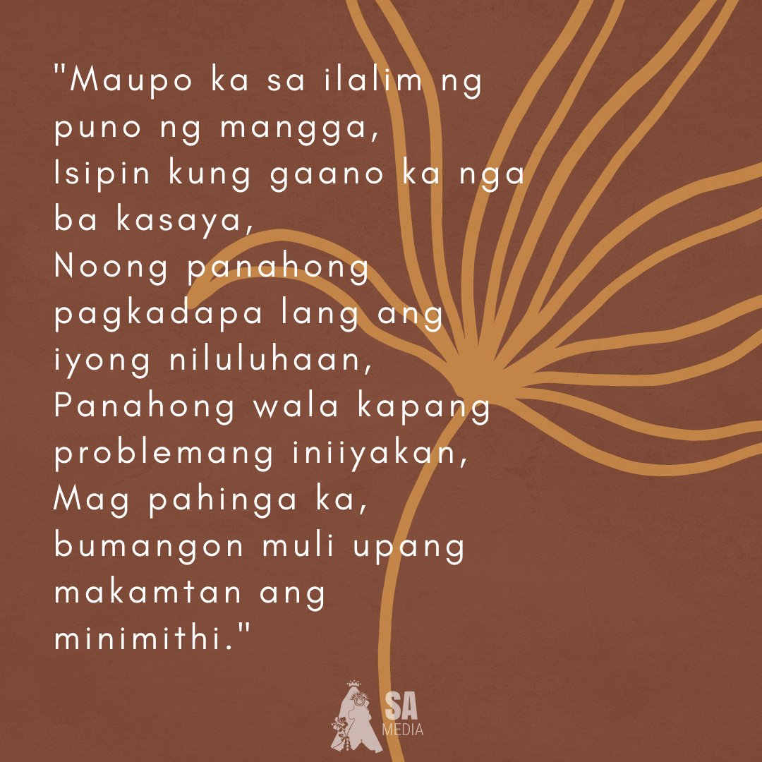 sapadsmalicboy's tweet photo. "Bumangon muli upang makamtan ang minimithi"

Maikling tula mula kay Marianne Ibañez https://t.co/fQ0Fa1RC9G