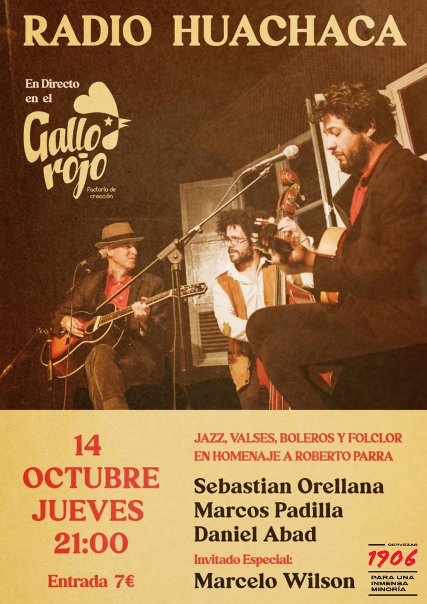 Este jueves cambiamos el Social Swing por un concierto muy especial, tres grandes músicos formando Radio Huachaca. 🎵
Para esta ocasión habrá una entrada que podrás comprar en la puerta, así que nos llegues tarde. 🏃‍♂

👉 Os dejamos más info: bit.ly/2YKQSYy