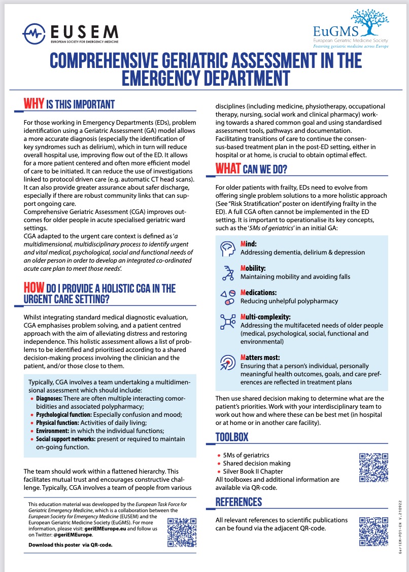 How to integrate Comprehensive Geriatric Assessment in the #Emergency Department? Check our newest pragmatic #guideline on this topic to get u started!

#CGA #ED #geriEM #geriED #geriatrics. Poster 1#1 of 8.

posters.geriemeurope.eu/posters/p01/