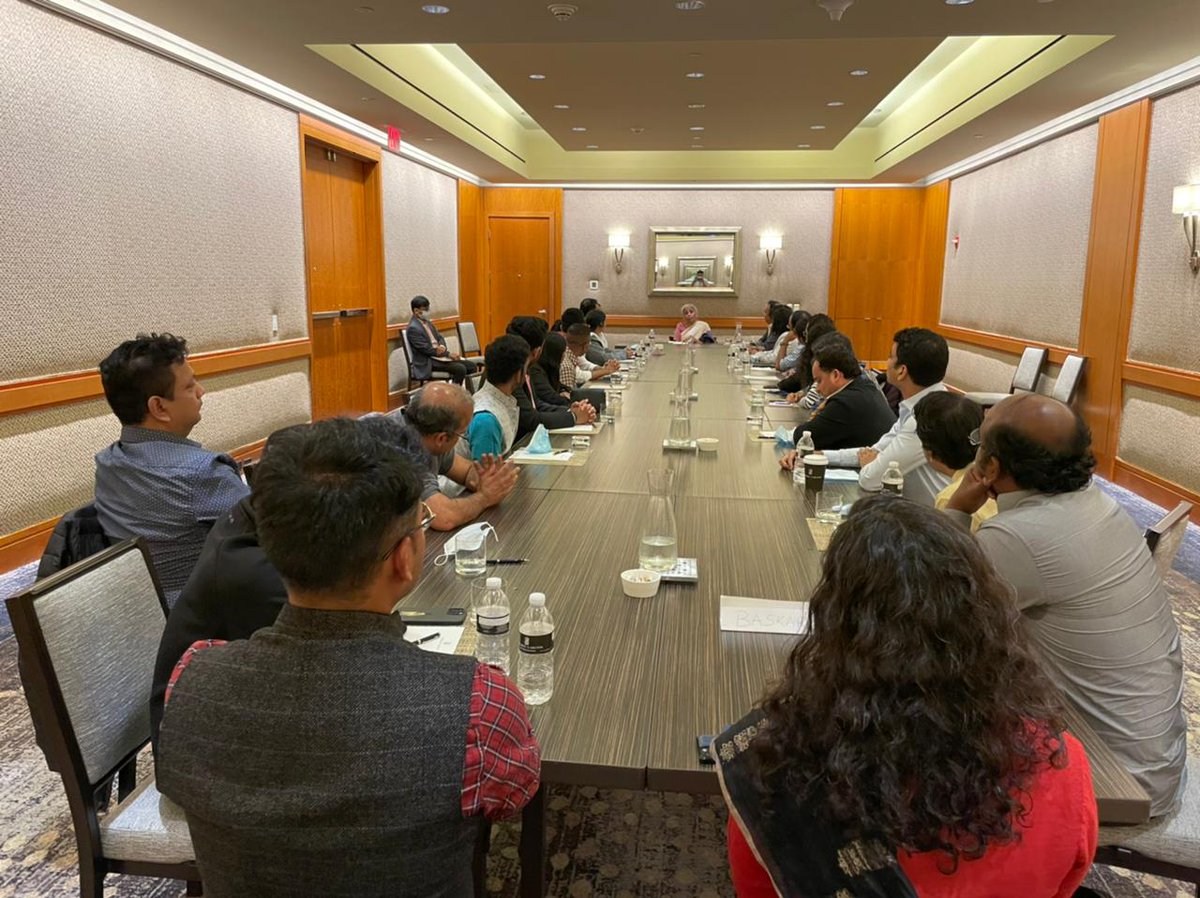 nsitharamanoffc's tweet photo. During her visit to Boston, USA, Smt @nsitharaman interacted with representatives of the Indian Overseas Scholars and Students, a network of scholars, students, and young professionals from India based across the globe. (1/2) https://t.co/3MfSZdEb9b