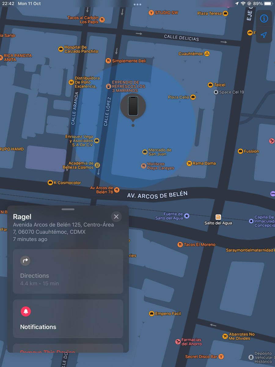 FerrRagel's tweet photo. Policías de la alcaldía Cuauhtémoc me robaron mi celular el martes pasado en Av. Monterrey en el barrio “Roma Norte” y acaba de aparecer una conexión have 7 minutos en el “Mercado de San Juan” en el centro de #CDMX. Tengo mi denuncia, ahora qué? @SSC_CDMX @Claudiashein 😪 https://t.co/ar8RULlGlh
