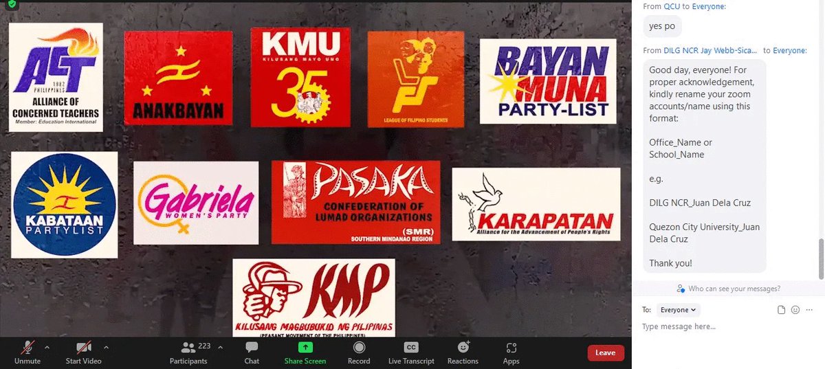 anakbayan_ph's tweet photo. #DuterTerorista Alert!
Kasalukuyang nagsasagawa ng webinar ang DILG at NTF-ELCAC kung saan tahasang nire-redtag ang mga progresibong grupo.

(1/5) https://t.co/DUnVCOdQIr