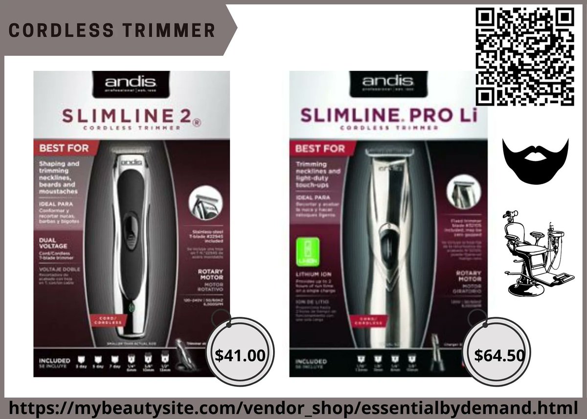 NikkiBr25367611's tweet image. Andis Slimeline 2 &amp;amp; Pro Li Trimmer - 

Link: mybeautysite.com/styling-tools/… 

#men #barbers #cordlesstrimmer #barbershop #barbersupplies #blackownedbusiness #touchdown #haircut #beard #essentialbydemand #onlinebeautysupplystore #hairstylist #hairandbeard
